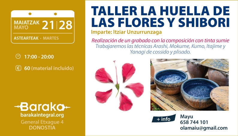 Baraka taller la huella de las flores y shibori